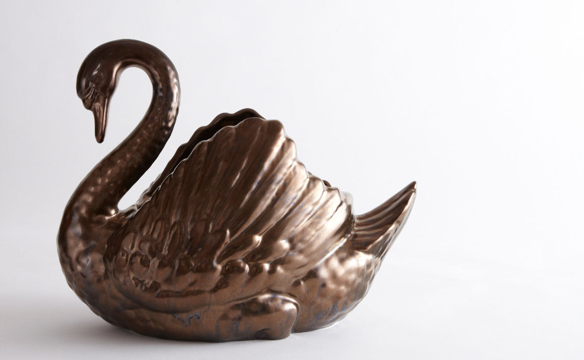 Large Bronze Swan Volpe and Volpe Eklektik Evler Ev Aletleri