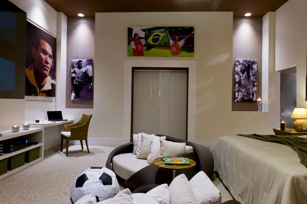 Casa Cor SP Suíte de Futebol, FJ Novaes Light Projects FJ Novaes Light Projects Modern style bedroom
