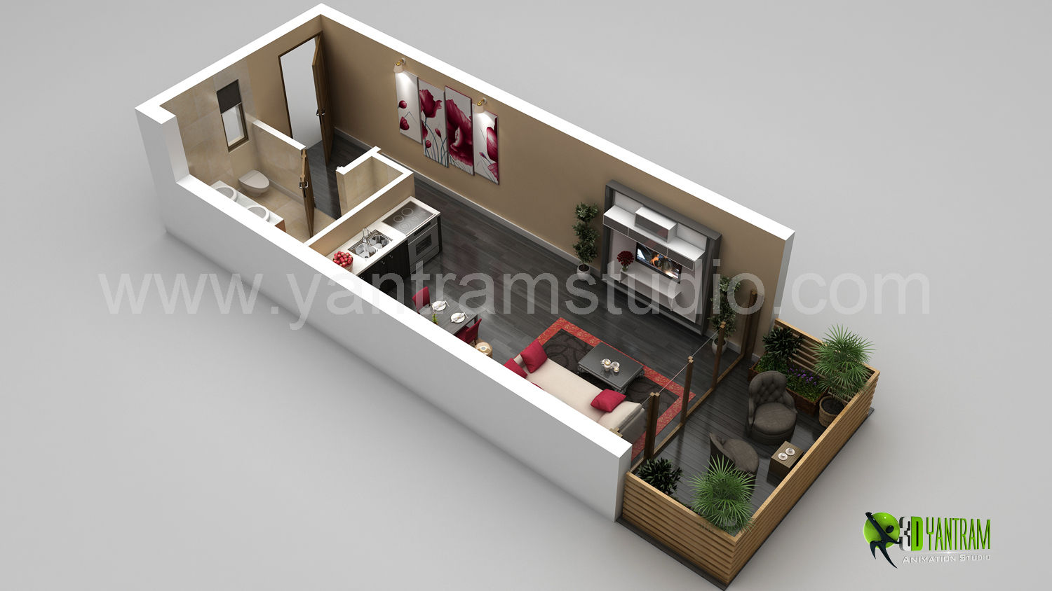 3D Small Home Floor Plan Rendering Yantram Animation Studio Corporation