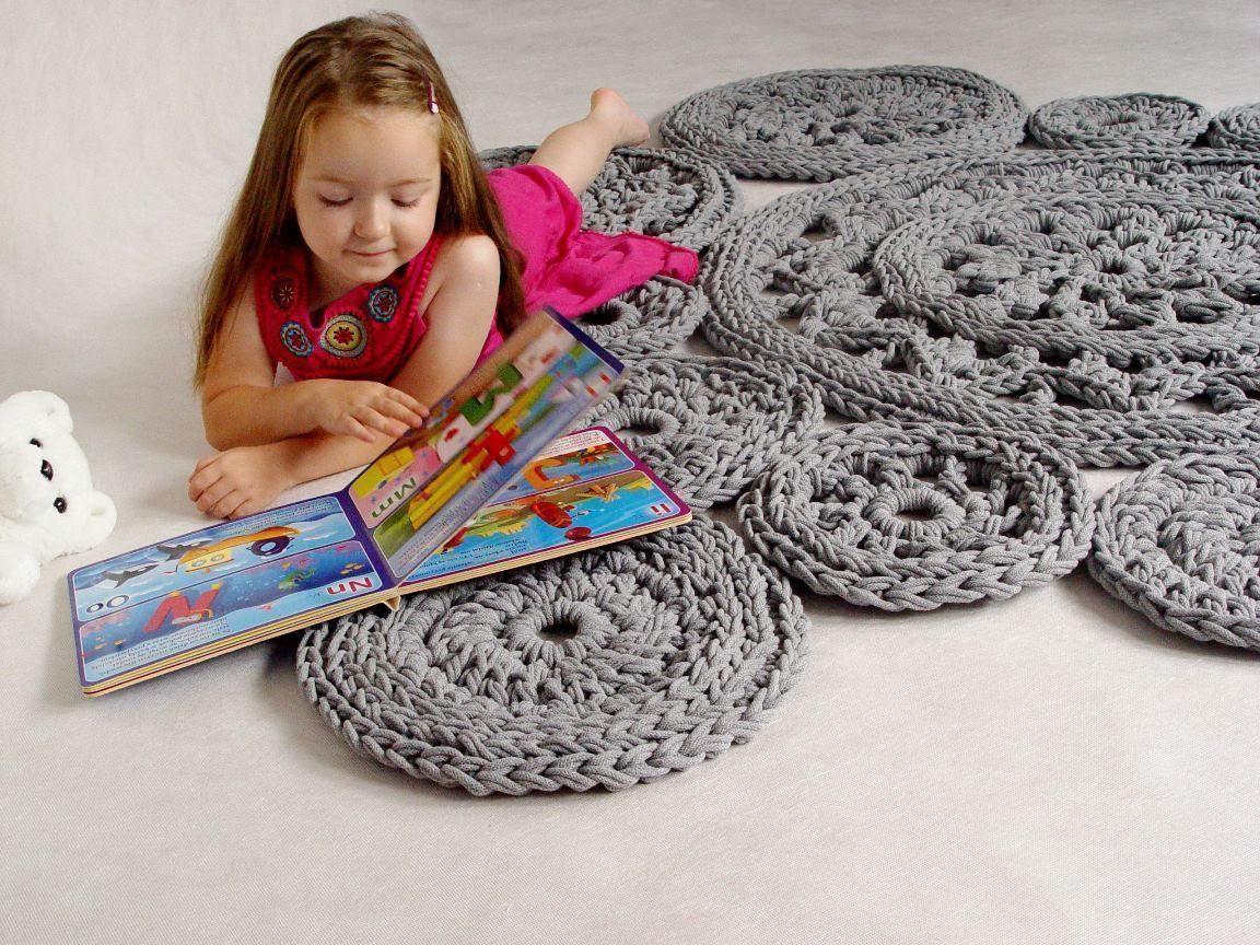 Crochet rug, crochet carpet, round rug, knitted carpet, knitted rug, various colors model LILLE, color 13 RENATA NEKRASZ art & design Floors Carpets & rugs