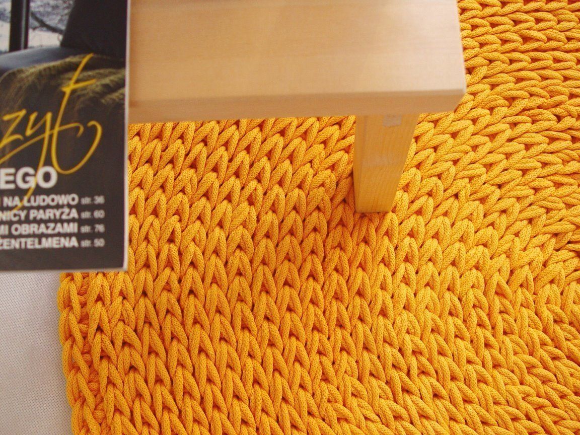 Handmade crochet rug, crochet carpet, round rug, knitted carpet, knitted rug, model COPENHAGEN. material cotton, color 21 RENATA NEKRASZ art & design Vloeren Vloerbedekking en kleden