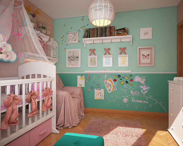 Детская с бабочками, «Студия 3.14» «Студия 3.14» Habitaciones para niños de estilo ecléctico