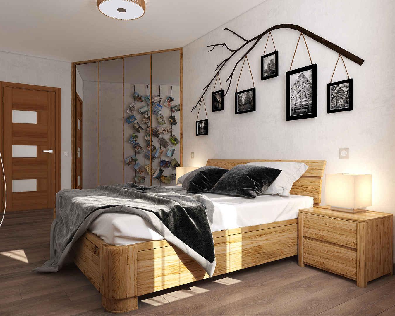 Минимализм для двоих, «Студия 3.14» «Студия 3.14» Scandinavian style bedroom Beds & headboards