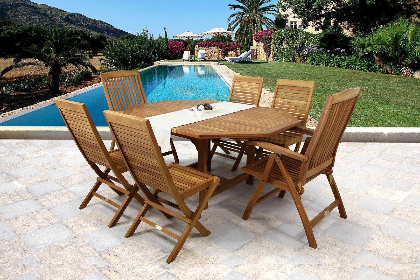 Conjunto de mesa y sillas Roma para jardín o terraza. Mesa de exterior