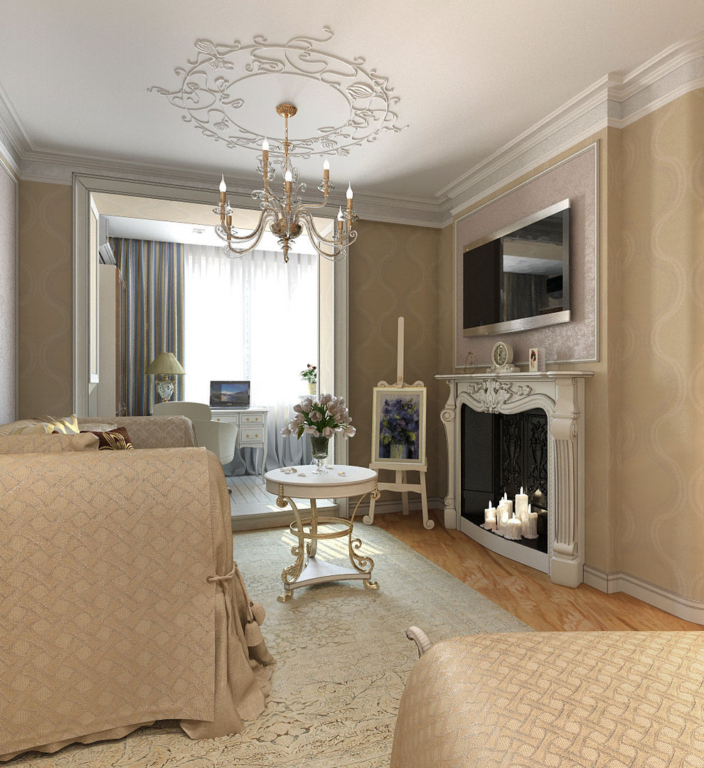 Однокомнатная квартира на ул. Удальцова в Москве, Aledoconcept Aledoconcept Classic style living room