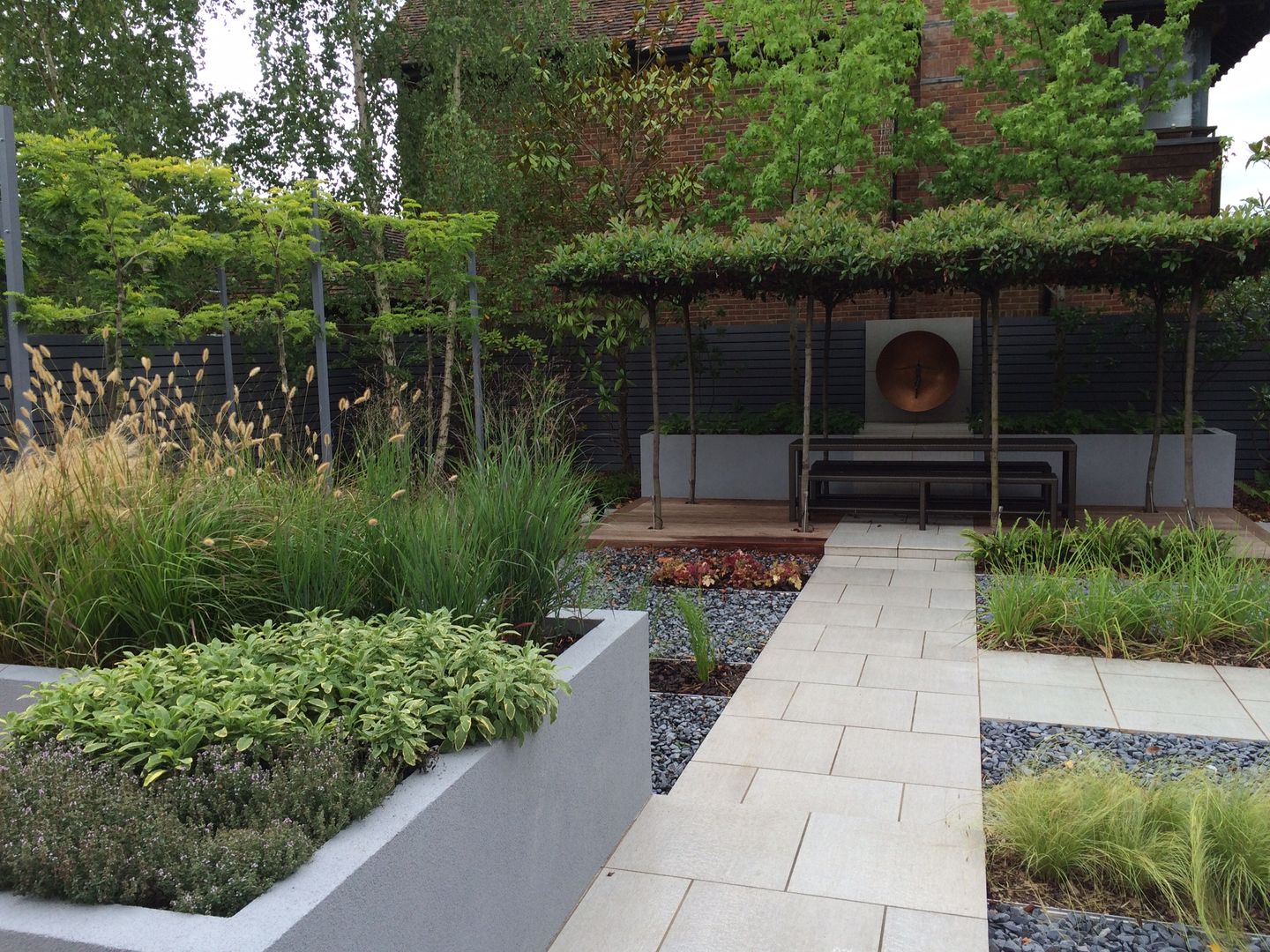 Tiled Path Borrowed Space Modern garden