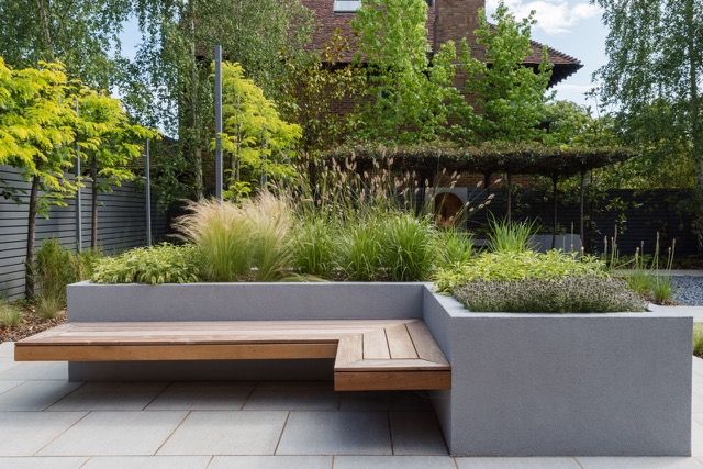 Raised Borders and Seating Borrowed Space Modern garden