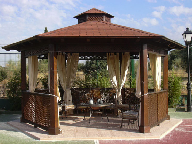 GAZEBO HEXAGONAL DECK & GARDEN Jardines mediterráneos Pérgolas e invernaderos