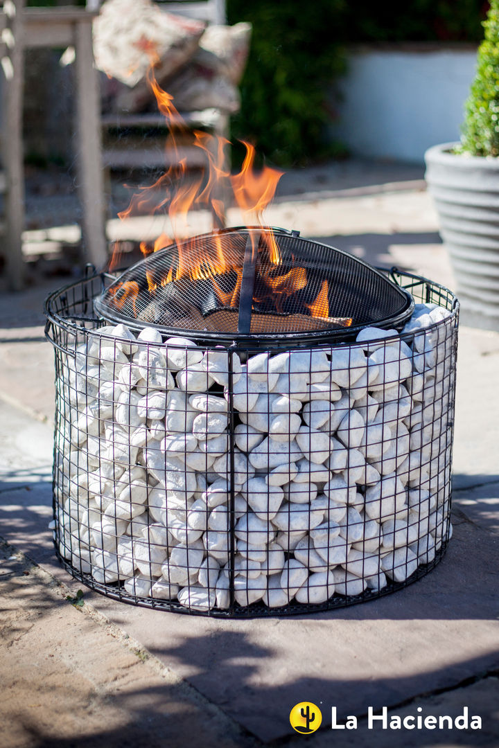 Round pebble mesh with grill La Hacienda Industriële tuinen Vuurplaatsen & barbecues