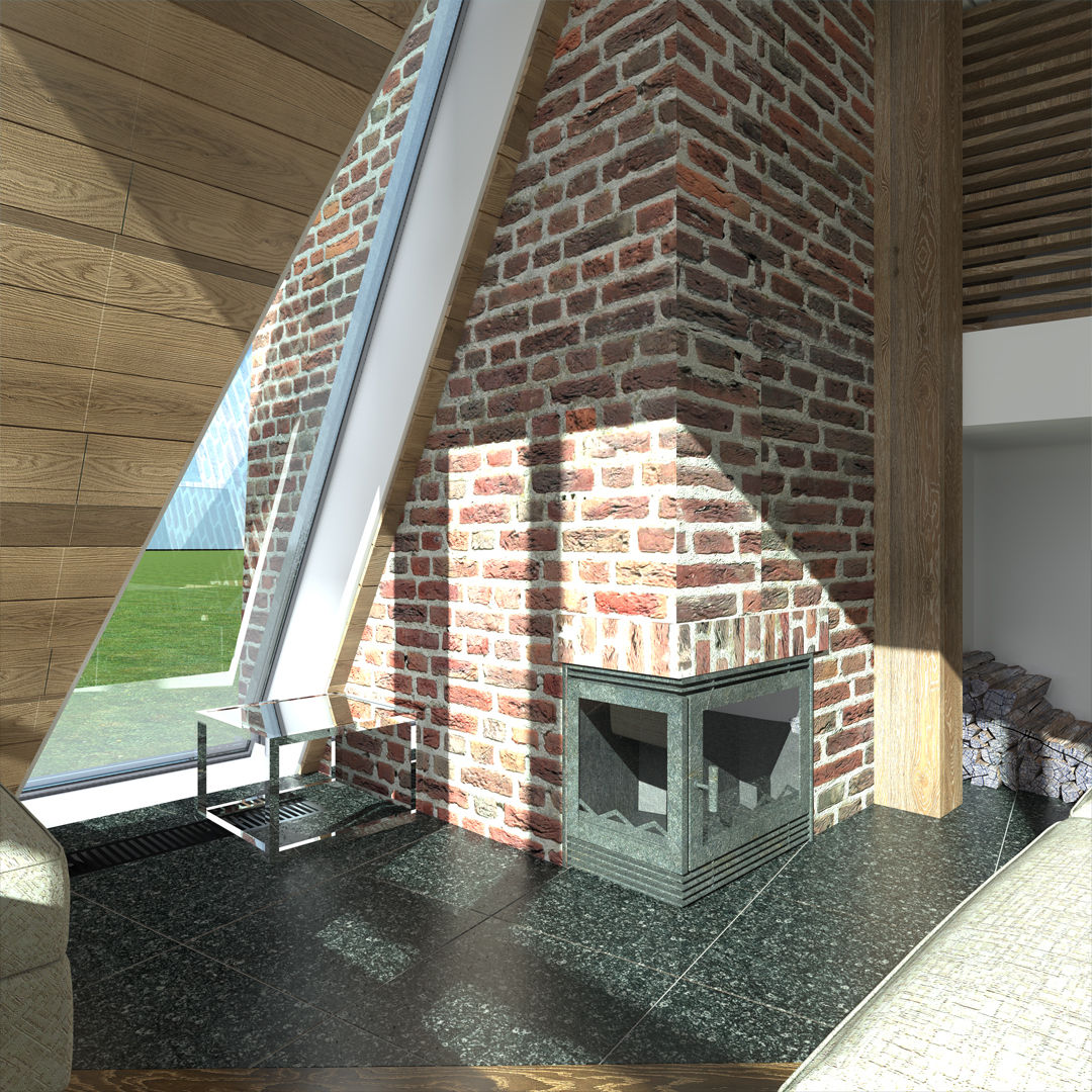 Треугольный Дом из концептуальной серии "Чеснок", CHM architect CHM architect Minimalist living room Fireplaces & accessories