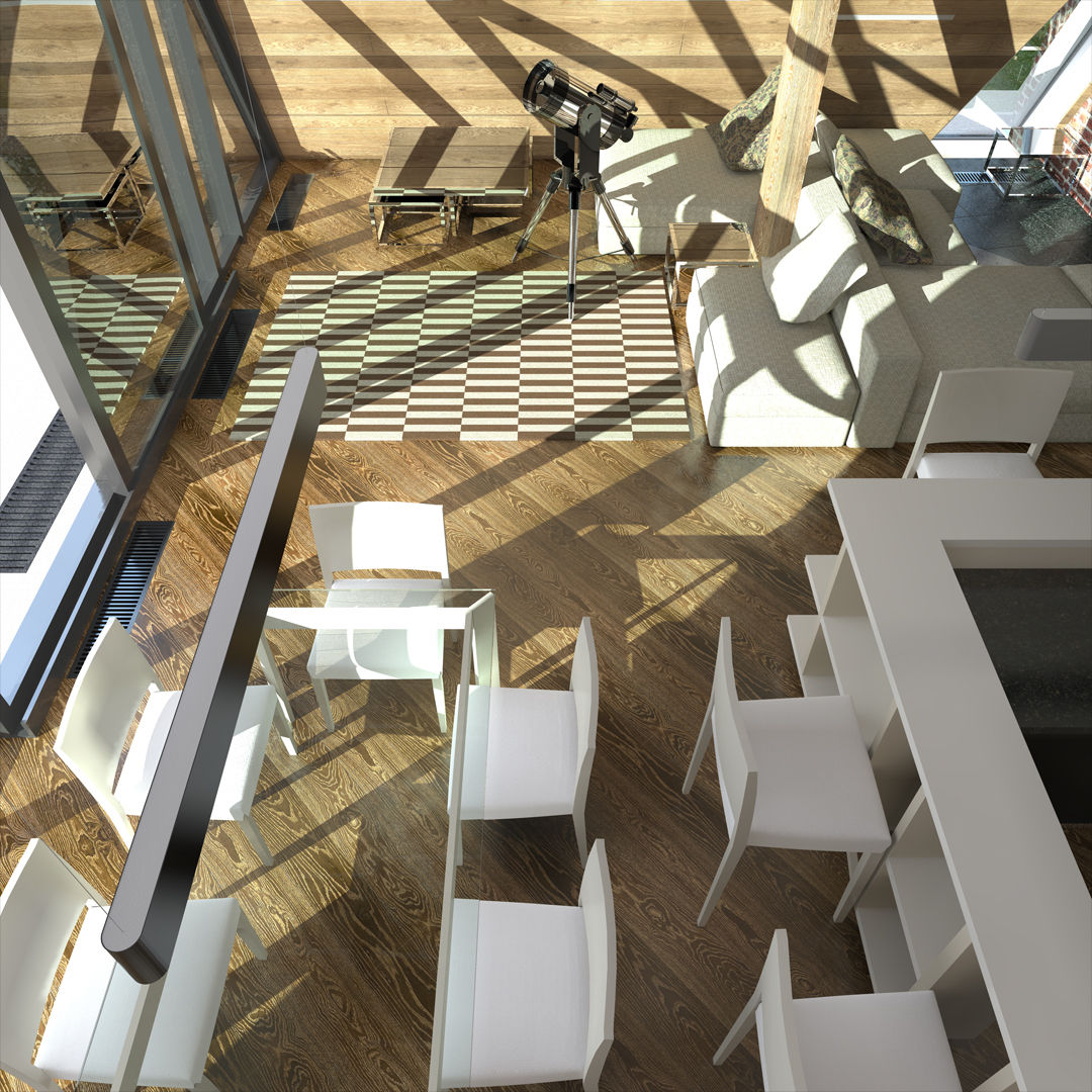Треугольный Дом из концептуальной серии "Чеснок", CHM architect CHM architect Salones minimalistas