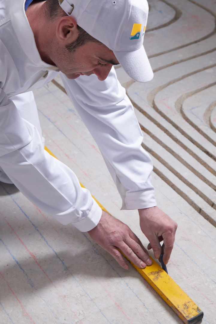 So einfach kann der nachträgliche Einbau einer Fußbodenheizung sein., INTOFLOOR Fußbodenheizung INTOFLOOR Fußbodenheizung Living room