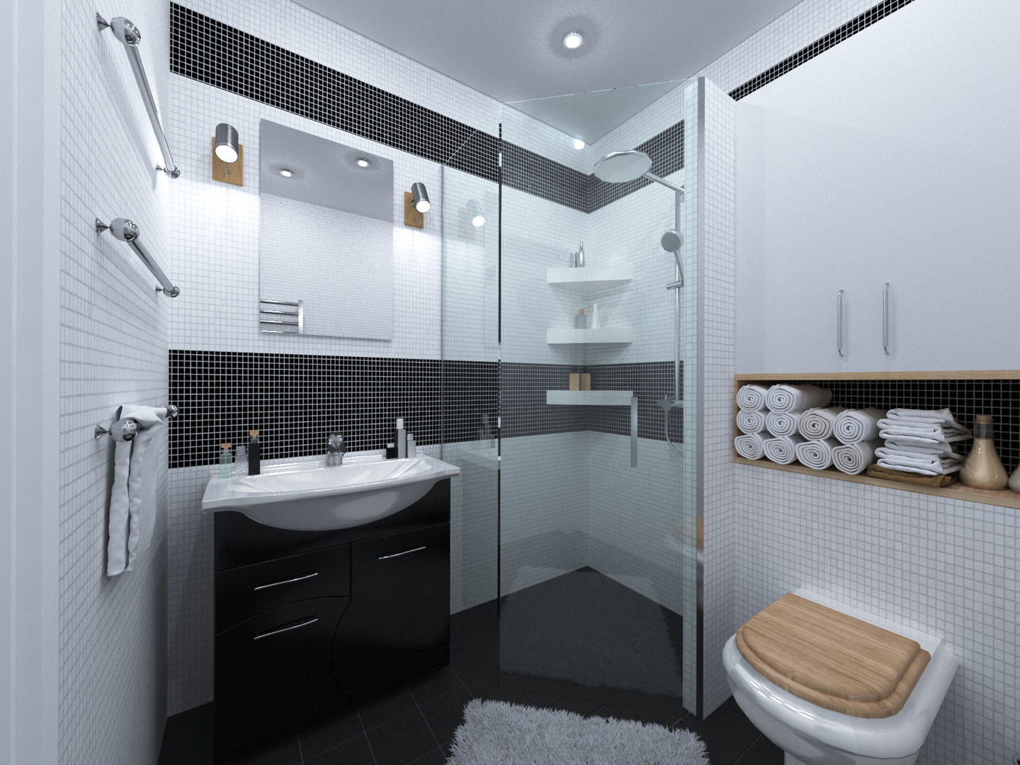 Скандинавия: визуализация современной квартиры , OK Interior Design OK Interior Design Scandinavian style bathroom