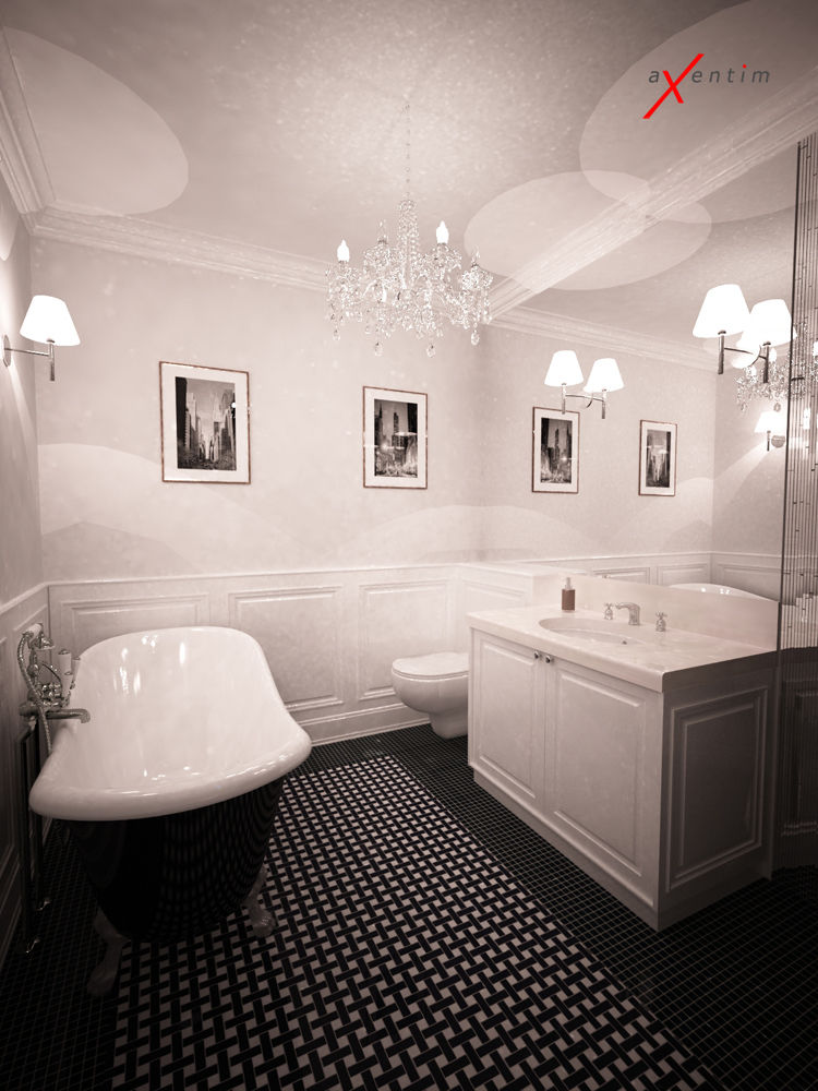 Łazienka w stylu glamour, Axentim Axentim Classic style bathroom