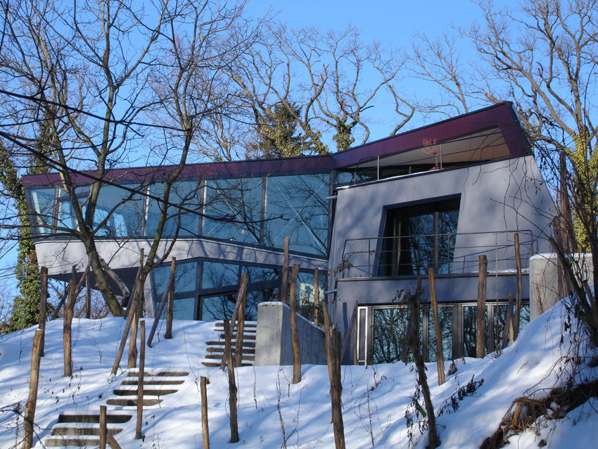 EIN HAUS DAS AUS DEM FELS WÄCHST, heisenbergbrenner architekten heisenbergbrenner architekten Moderne Häuser Himmel,Pflanze,Gebäude,Schnee,Fenster,Baum,Zweig,Haus,Hütte,Neigung