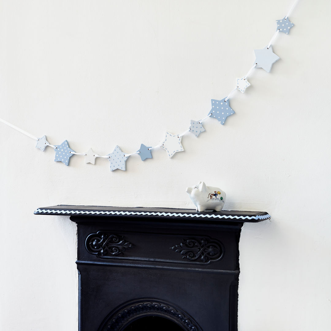 Blue Wooden Star Bunting Altered Chic Nursery/kid’s room Accessories & decoration