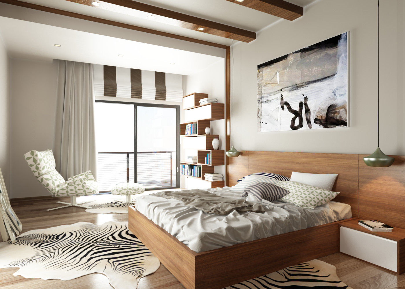 The Bedroom View1 ROAS ARCHITECTURE 3D DESIGN AGENCY Modern Yatak Odası