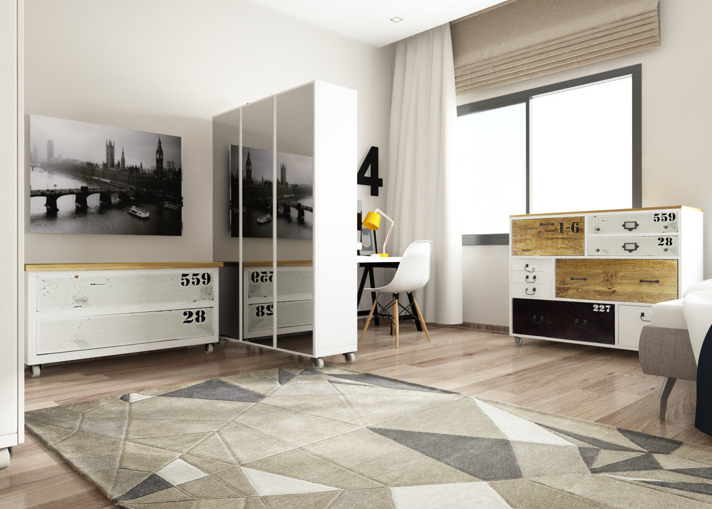 The Bedroom View2 ROAS ARCHITECTURE 3D DESIGN AGENCY Modern Yatak Odası