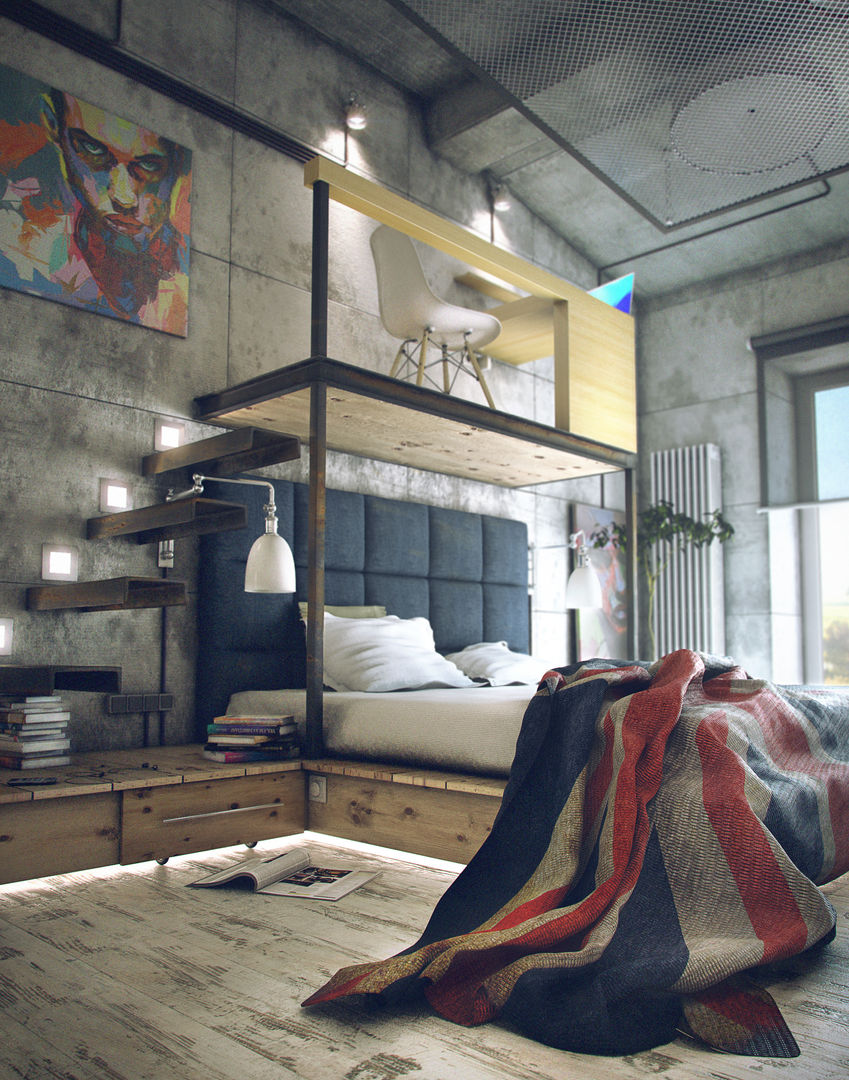 Лофт, ToTaste.studio ToTaste.studio Industrial style bedroom