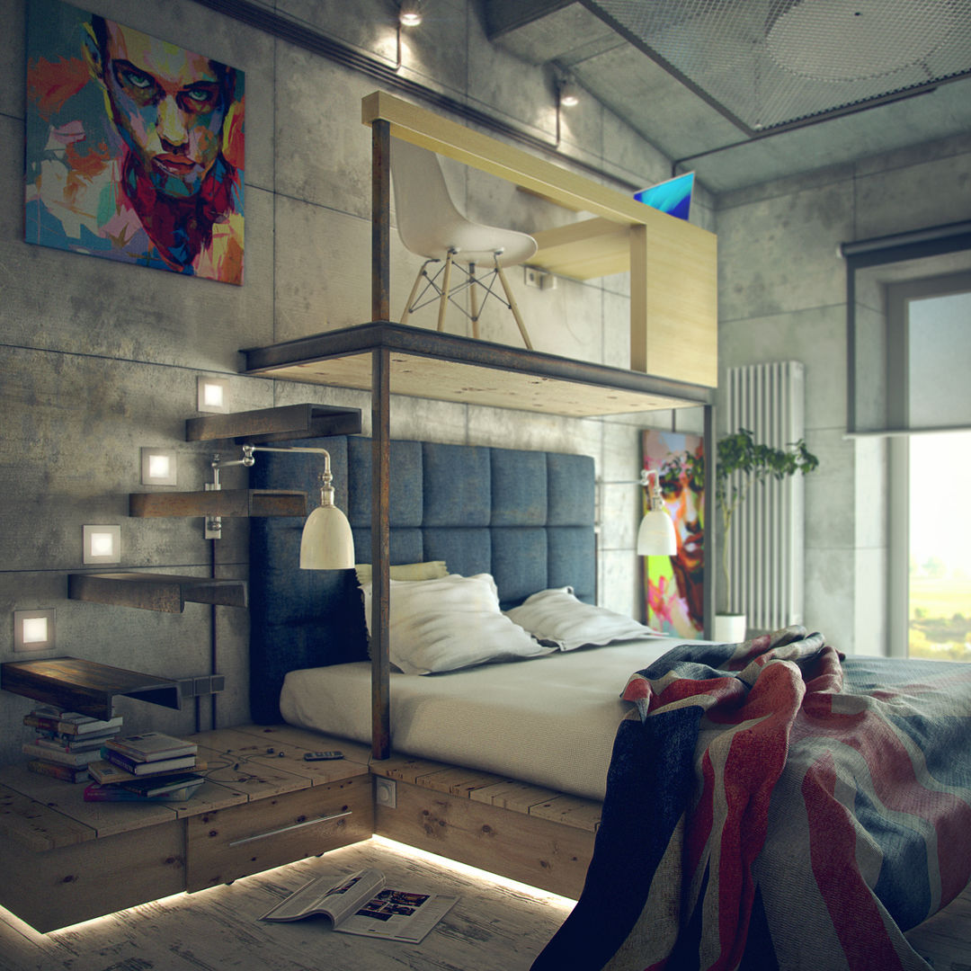 Лофт, ToTaste.studio ToTaste.studio Industrial style bedroom