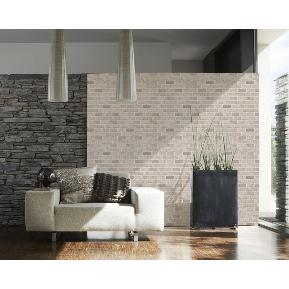 A.S. Creation AS Creation House Brick Pattern Faux Effect Embossed Non Woven Wallpaper 779830 I Want Wallpaper جدران ورق الحائط