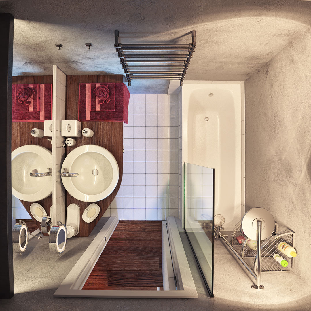 дизайн квартиры 40м2, sreda sreda Ванная комната в скандинавском стиле