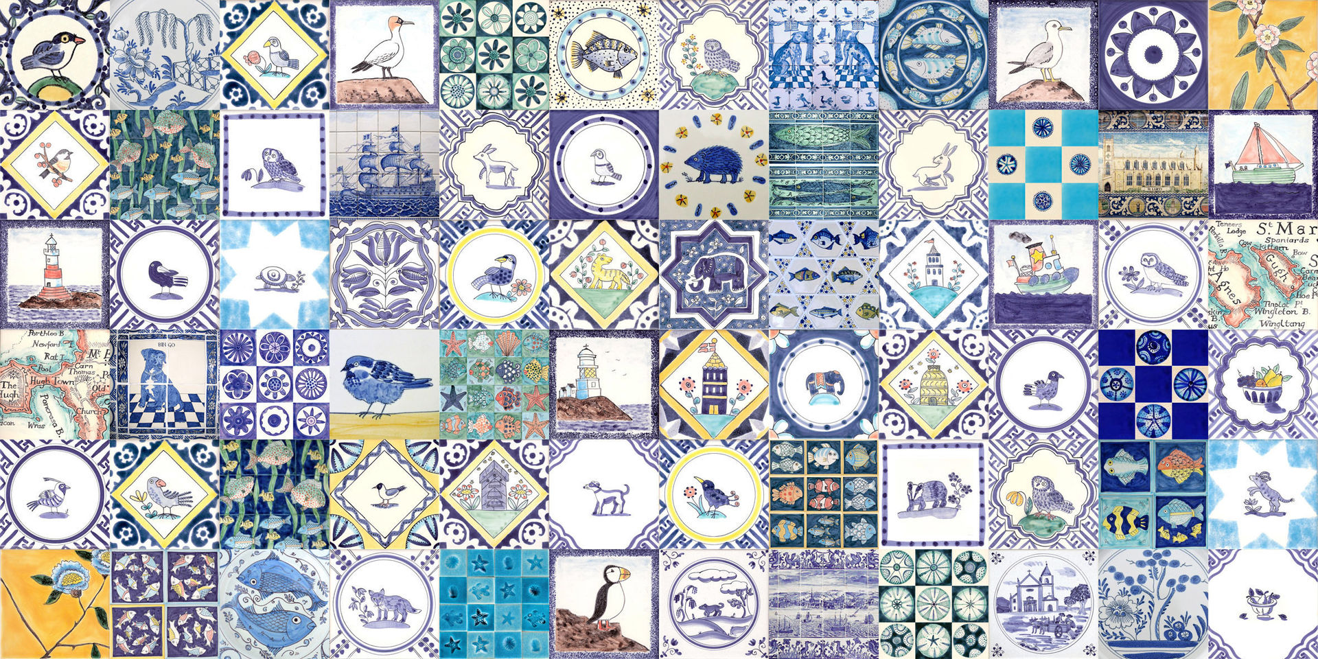 Hand painted tiles Reptile tiles & ceramics Paredes y suelos de estilo clásico Baldosas y azulejos