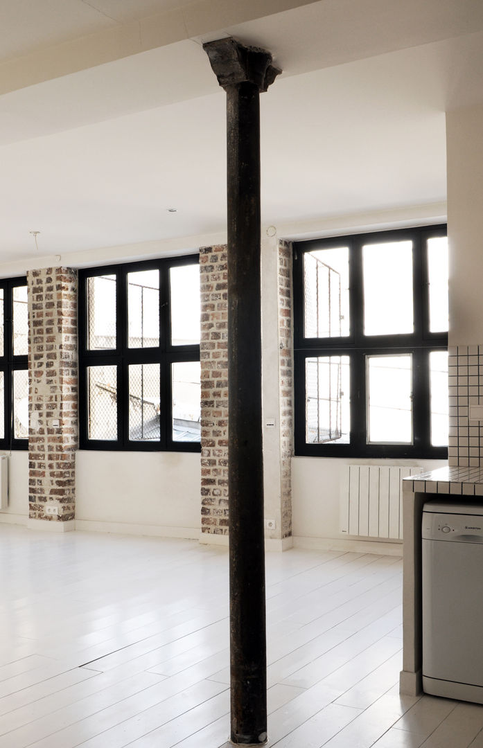 LOFT FILLE DU CALVAIRE, Mut-architecure Mut-architecure غرفة المعيشة