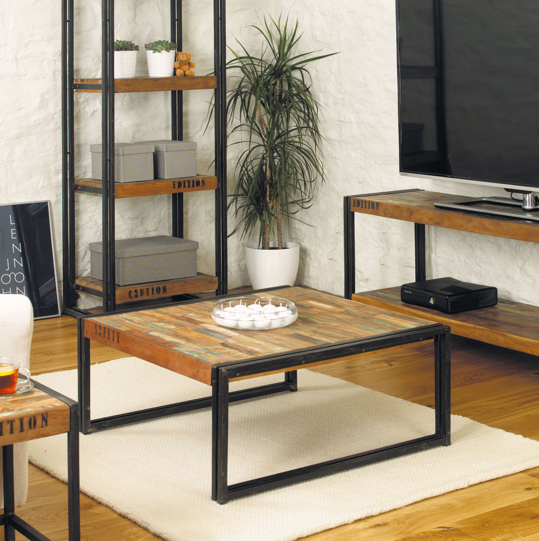 Industrial Square Coffee Table from our Urban Chic Range Big Blu Furniture インダストリアルデザインの リビング サイドテーブル＆トレー