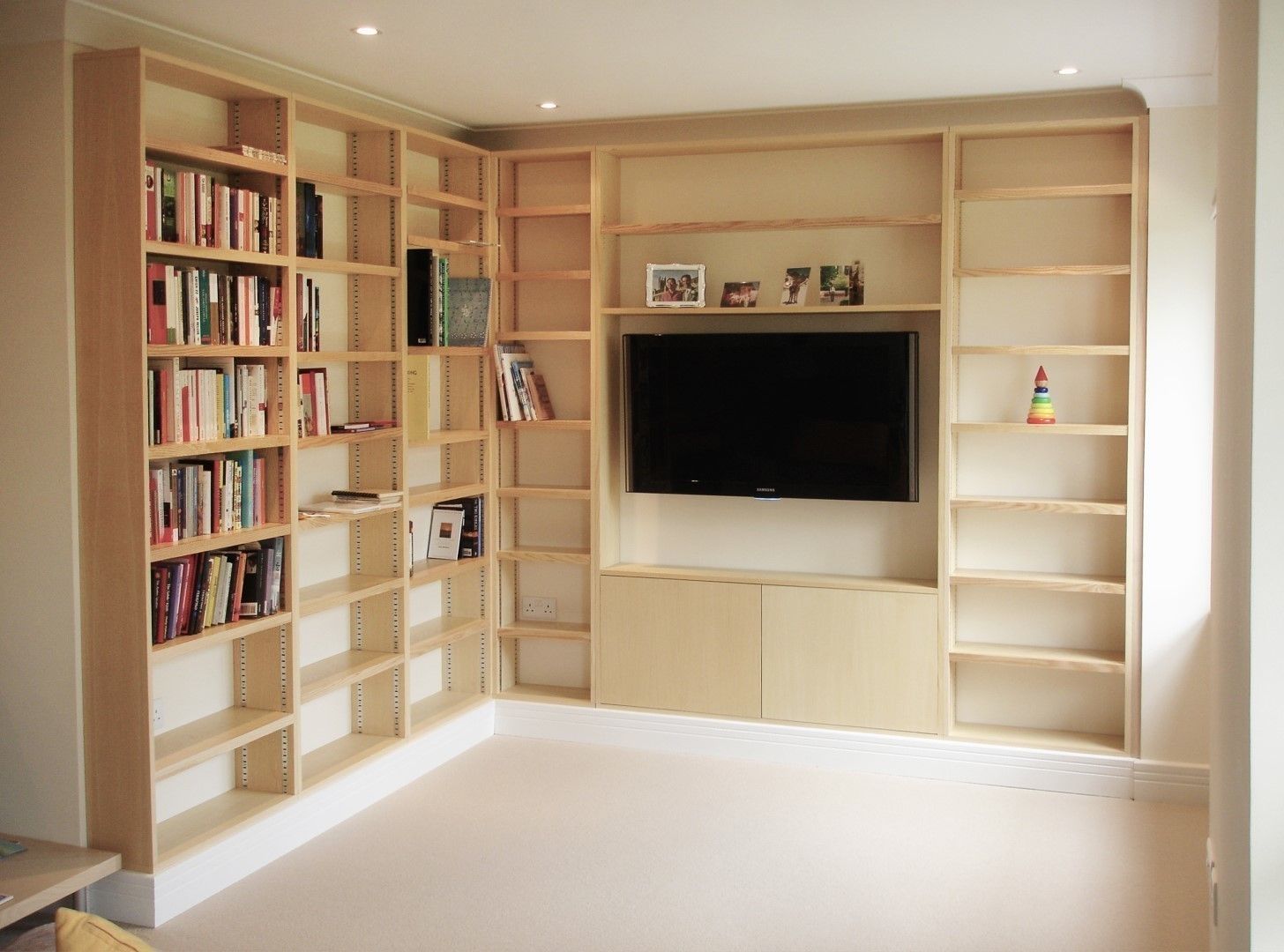 Contemporary ash Bookcases with media center Built in Solutions