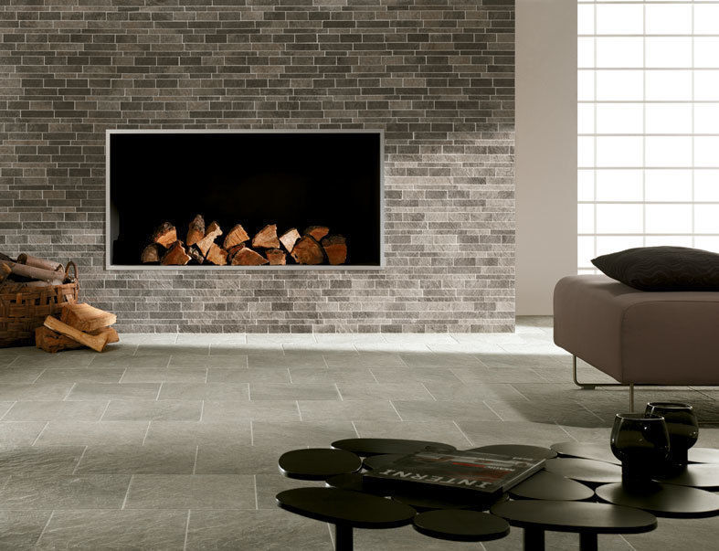 Structure Mosaic Fireplace Feature Target Tiles ミニマルデザインの リビング