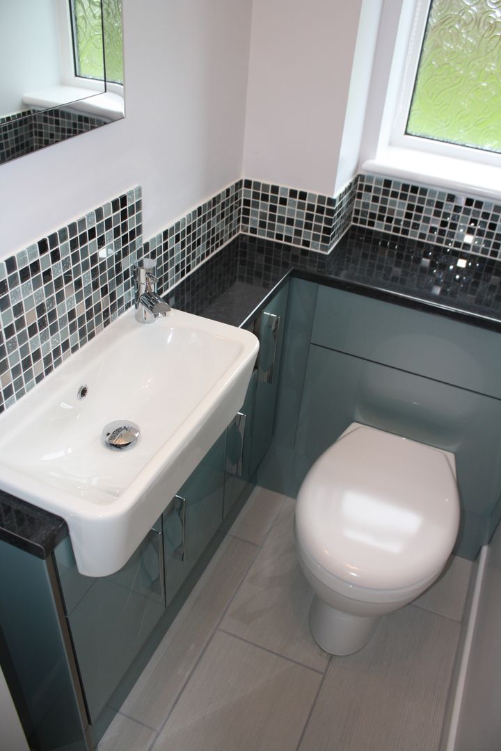 Salvador Grey Mosaic Room Setting Target Tiles Minimal style Bathroom