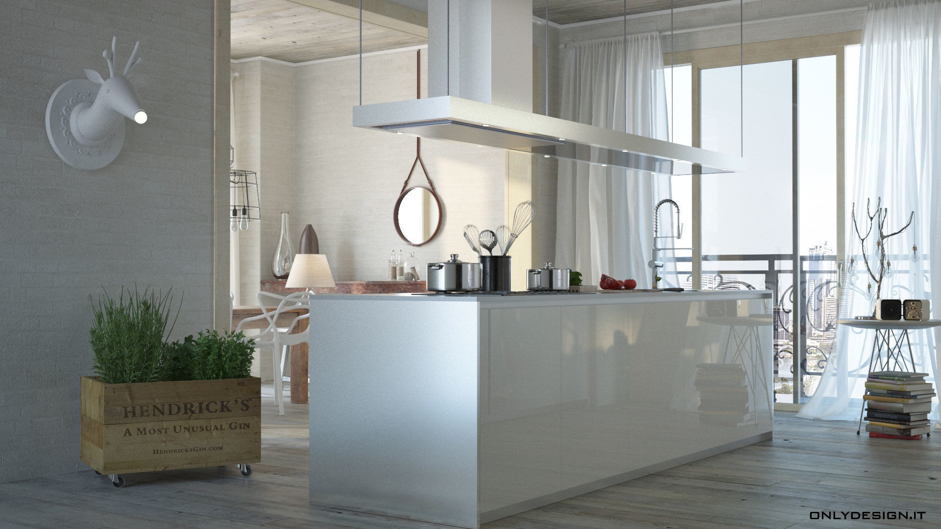 Spazio cucina e living, Onlydesign Onlydesign Modern kitchen