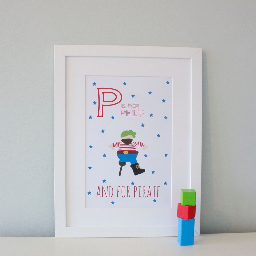 P is for Pirate :: Personalised Print Hope & Rainbows 모던스타일 아이방 액세서리 & 장식