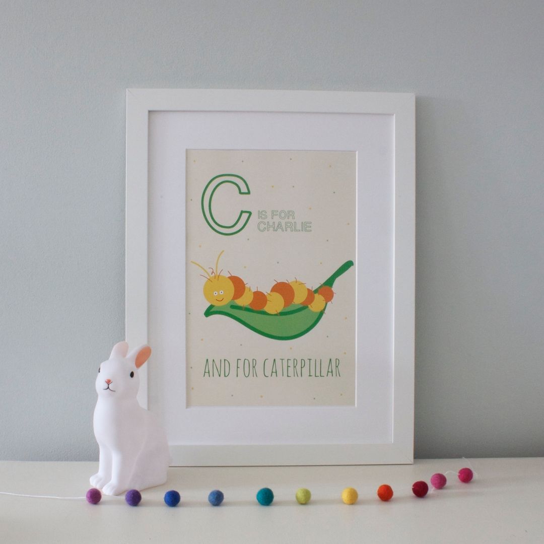 C is for Caterpillar :: Personalised Print Hope & Rainbows Modern nursery/kids room Accessories & decoration