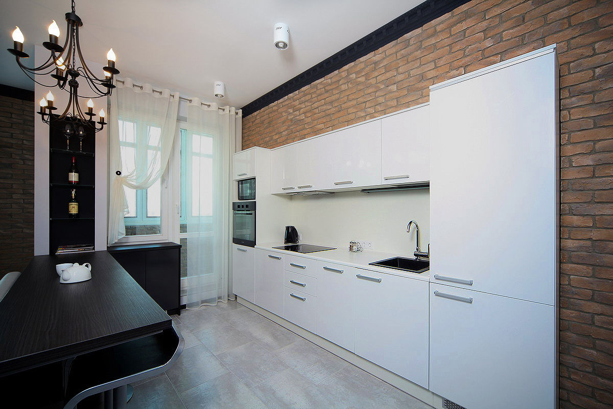 Черно-белое кино или ловкий лофт?, anydesign anydesign Industrial style kitchen