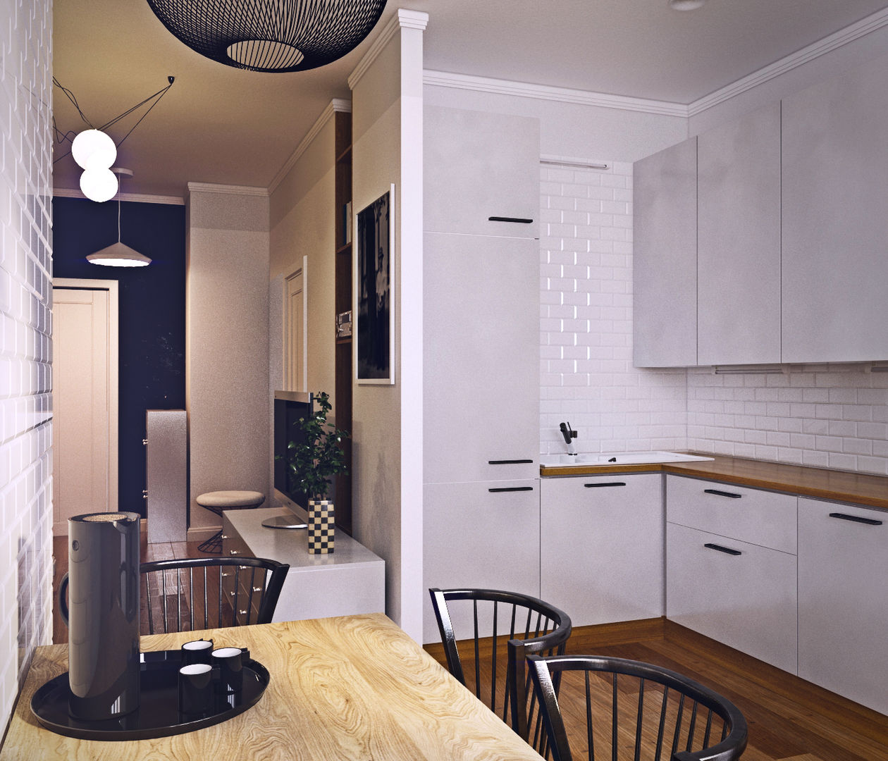 дизайн квартиры 50м2, sreda sreda Scandinavian style kitchen