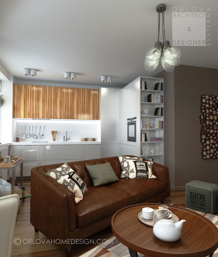 Квартира в Подмосковье 55 м², Orlova Home Design Orlova Home Design Living room
