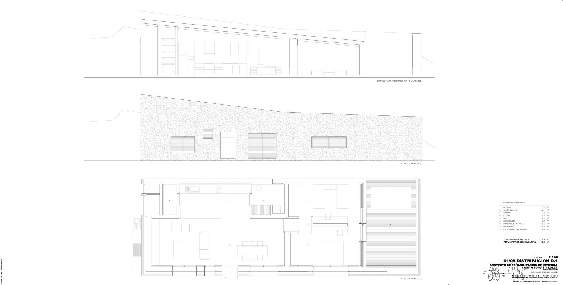 Planos de distribucion y alzados Tomás Amat Estudio de Arquitectura Casas rurales