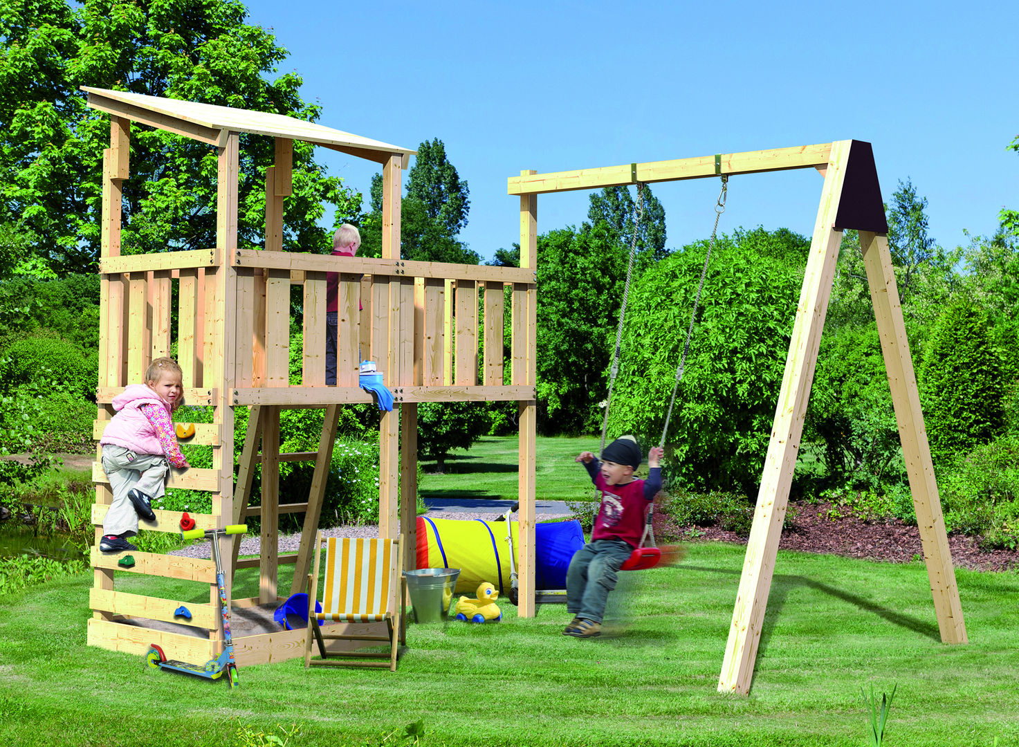 Spielgerät "Fidibus", Karibu Holztechnik GmbH Karibu Holztechnik GmbH Taman Gaya Rustic Swings & play sets