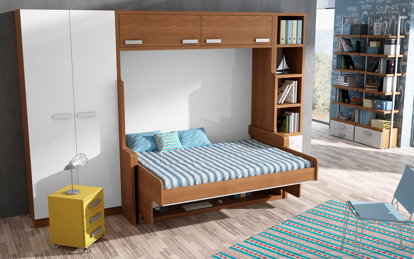 Mesa, Cama y Escritorio Plegables: Muebles para espacios juveniles reducidos, Muebles Parchis. Dormitorios Juveniles. Muebles Parchis. Dormitorios Juveniles. 모던스타일 침실