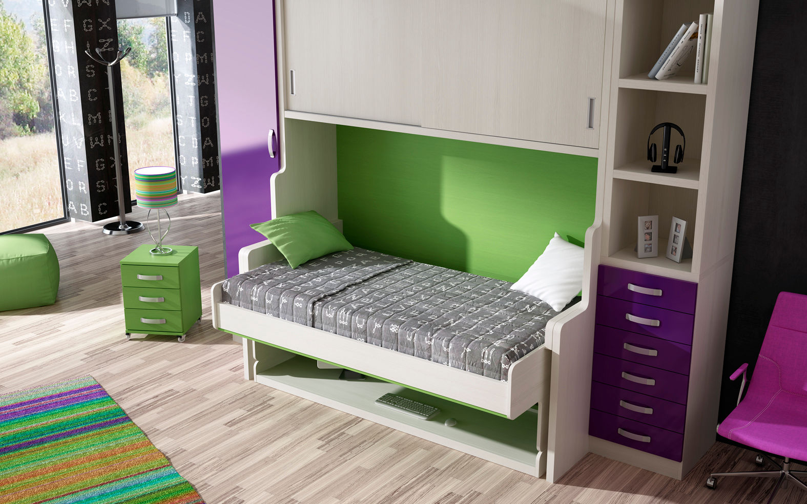 Mesa, Cama y Escritorio Plegables: Muebles para espacios juveniles reducidos, Muebles Parchis. Dormitorios Juveniles. Muebles Parchis. Dormitorios Juveniles. مكتب عمل أو دراسة مكتب