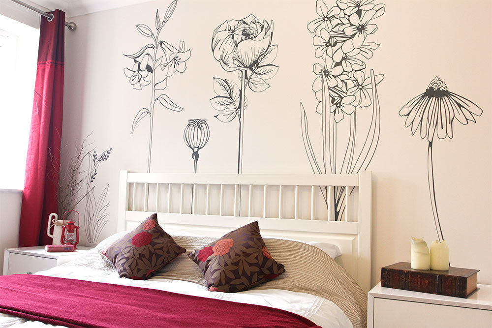 Hand drawn flower (Pack 1) wall stickers Vinyl Impression Paredes y pisos modernos Decoración de paredes