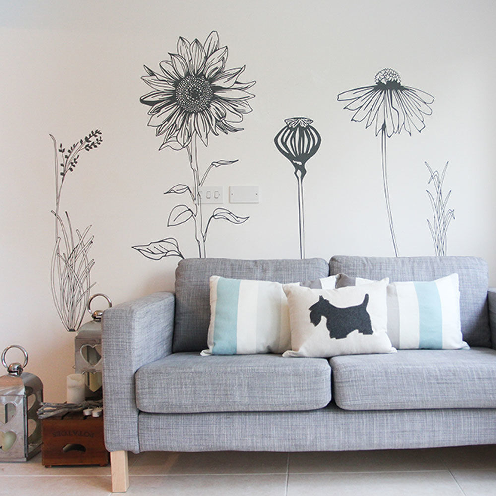 Hand drawn flower (pack 2) wall stickers Vinyl Impression Paredes y pisos de estilo moderno Decoración de paredes