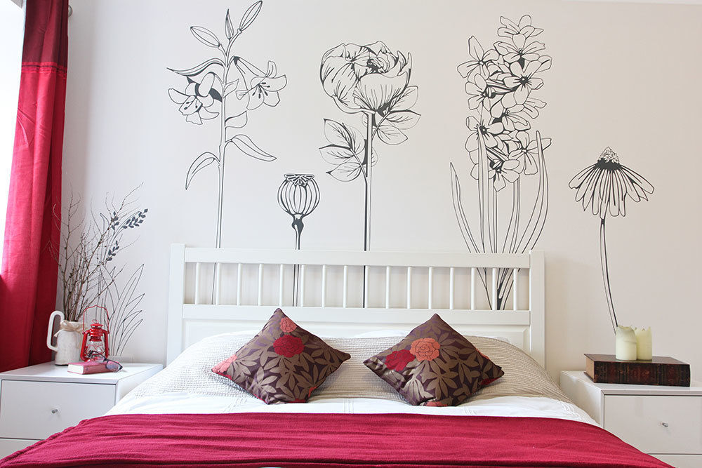 Hand drawn flower (pack 1) wall stickers Vinyl Impression Paredes y pisos de estilo ecléctico Decoración de paredes