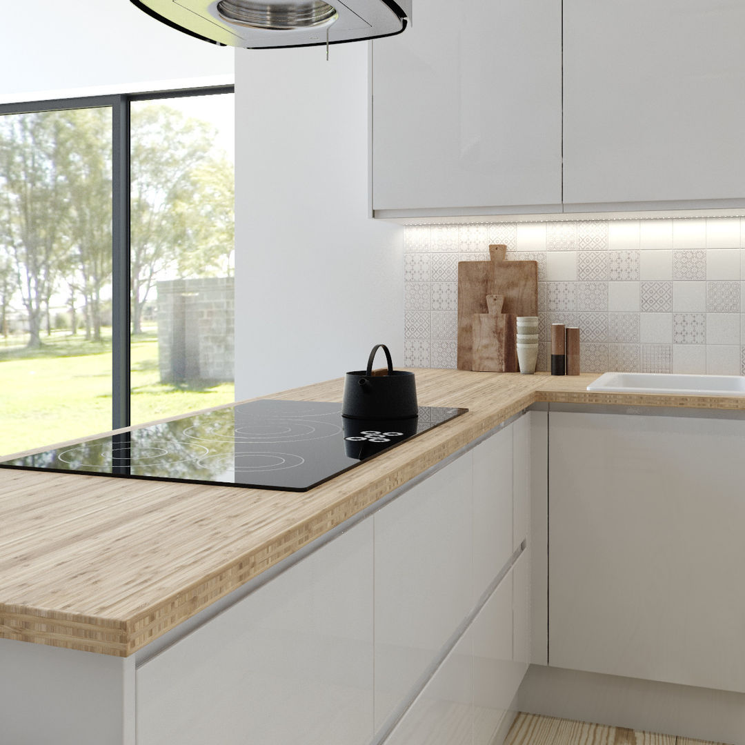 Manhattan gloss kitchen in white Kitchen Stori ห้องครัว ตู้เก็บของและชั้นวางของ