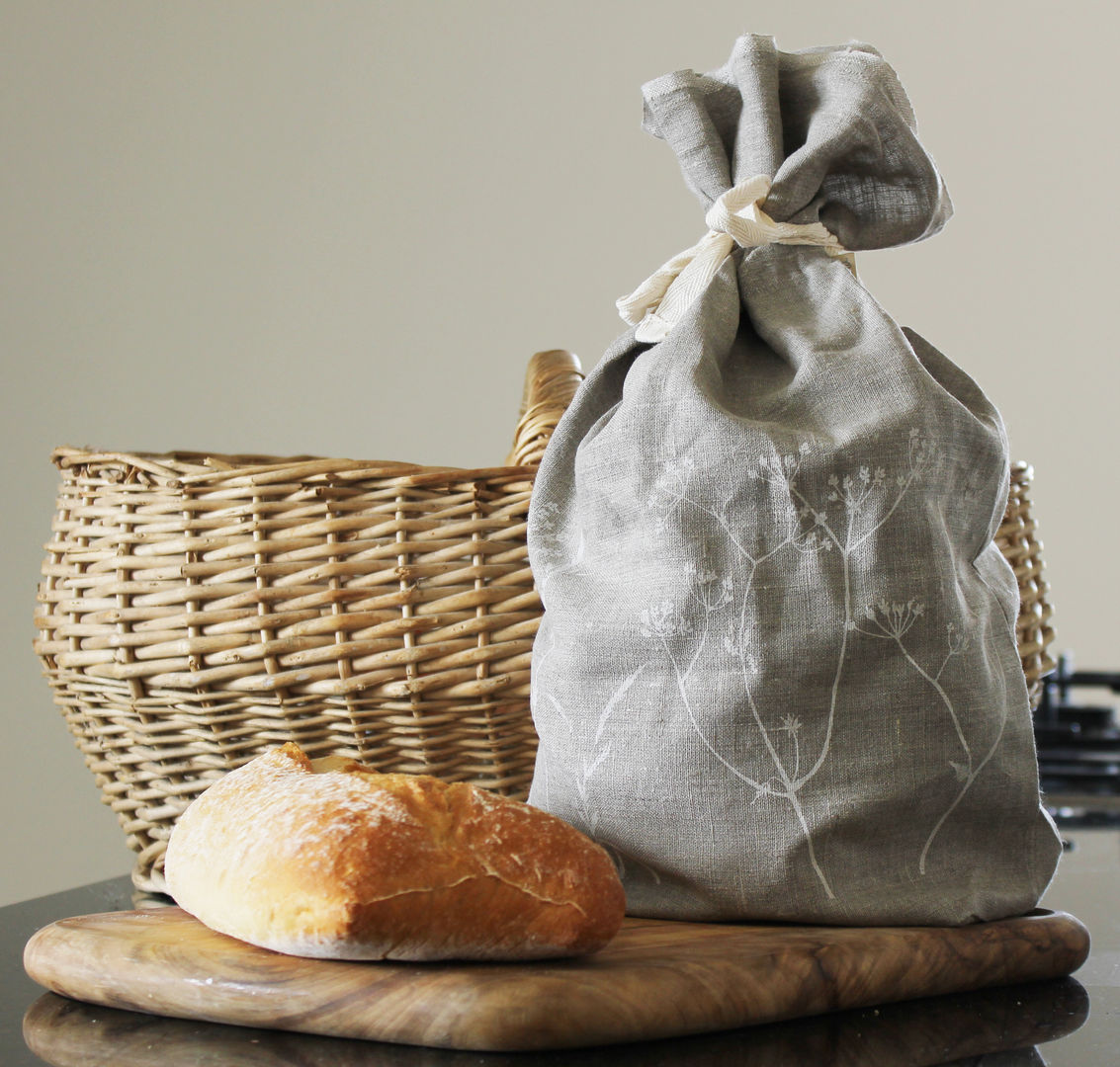 Hedgerow Collection - Hand Printed Linen Bread Bag Helen Round Cozinhas campestres Acessórios e têxteis