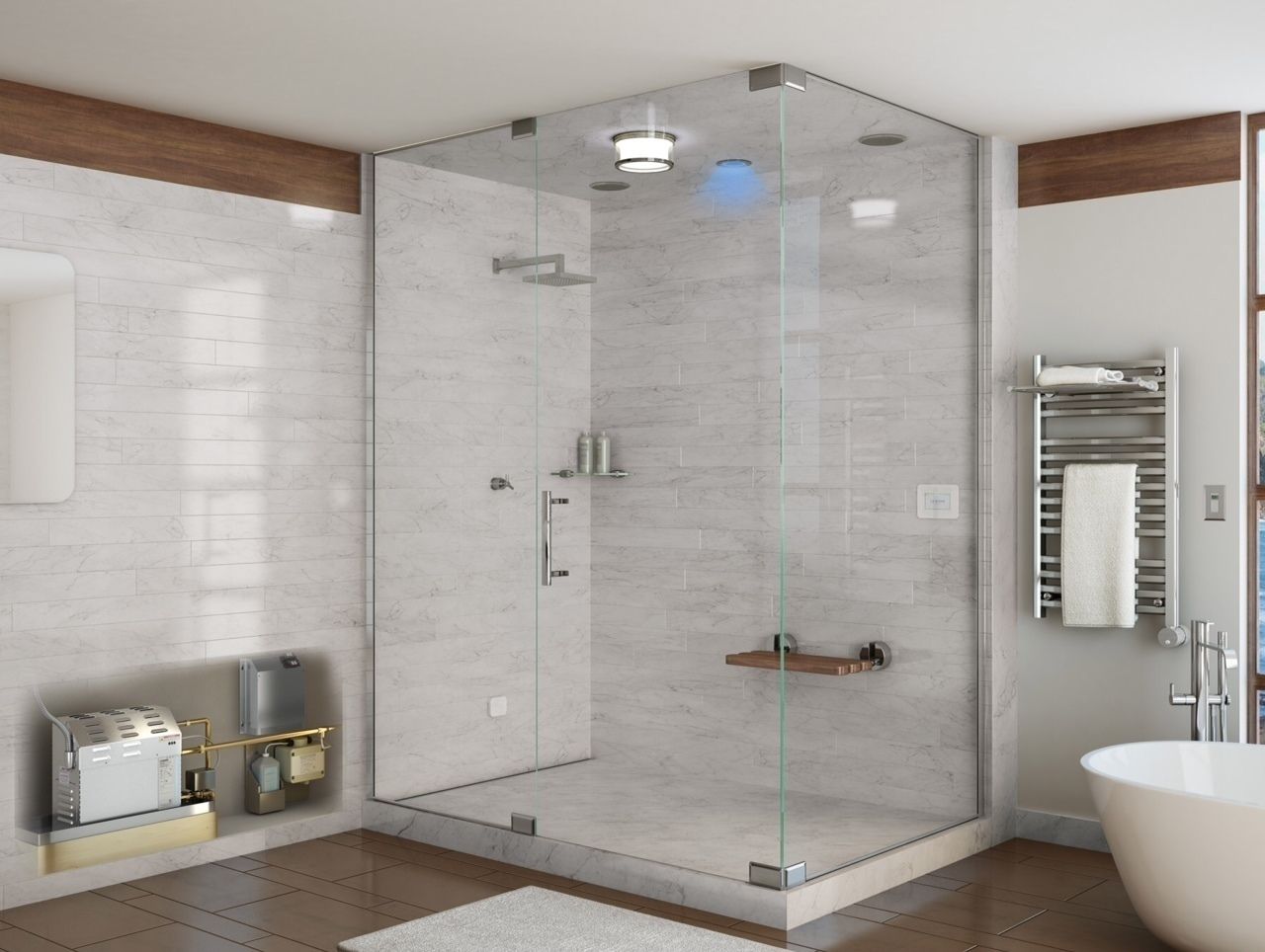 Create a Steam Shower with Nordic and Mr Steam Nordic Saunas and Steam ห้องน้ำ