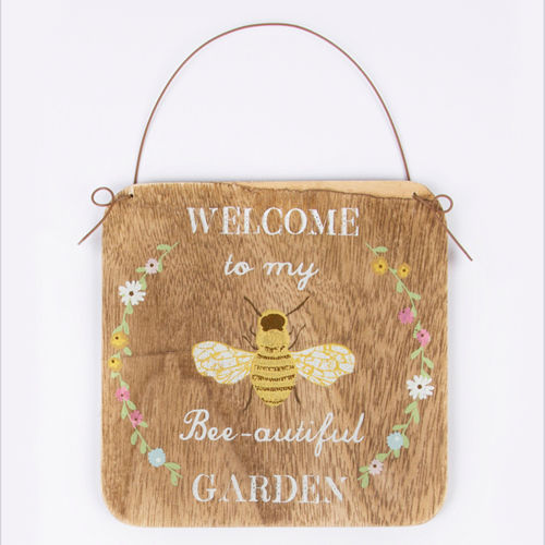 Welcome to my Bee - autiful Garden sign - rustic hanging bees plaque Tittlemouse 庭院 配件與裝飾品