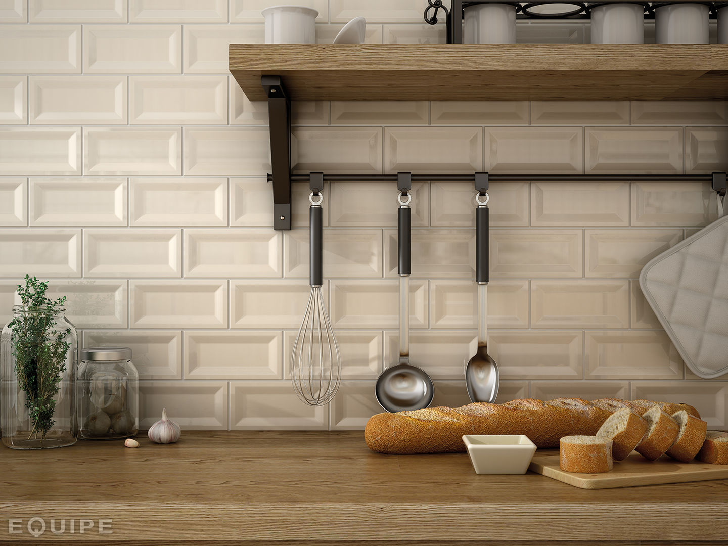 ​Evolution Inmetro Cream 7,5x15 Equipe Ceramicas Cocinas de estilo rústico Cerámico